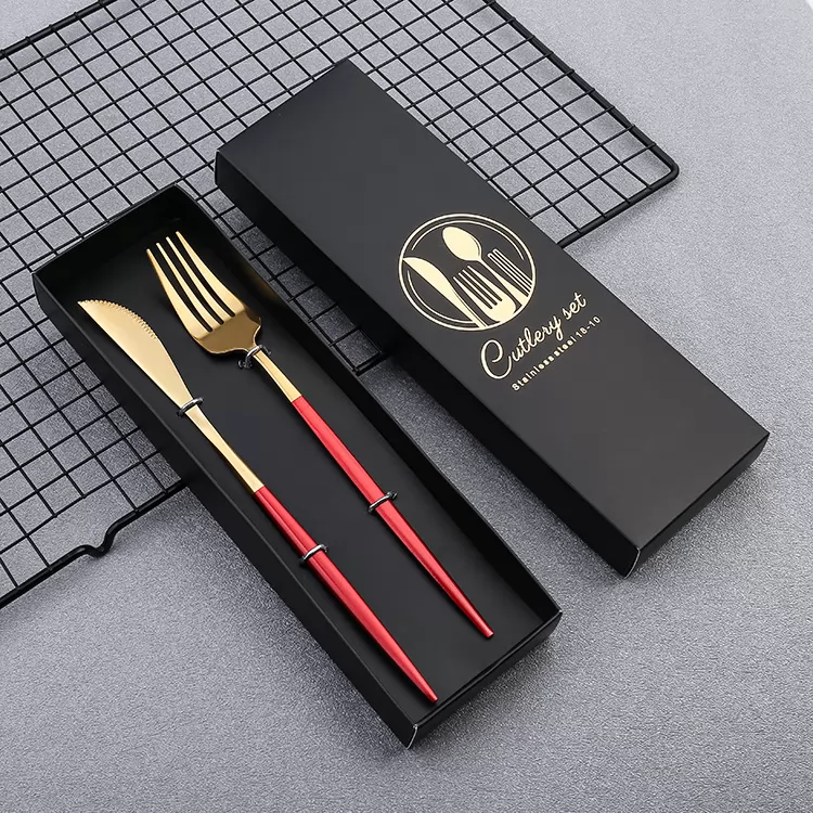 Red gold knife and fork