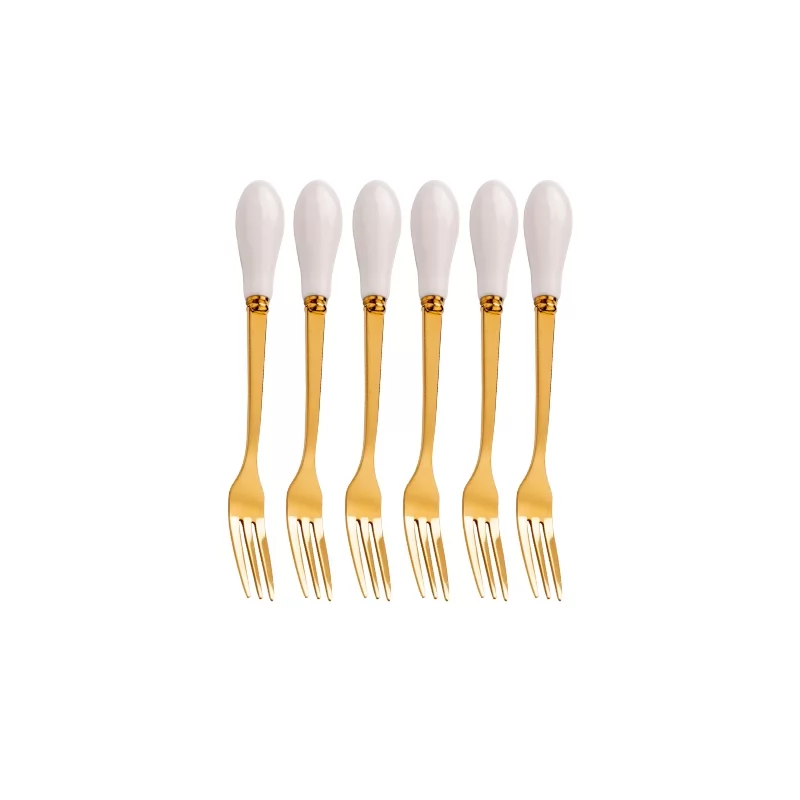 6 white fruit forks