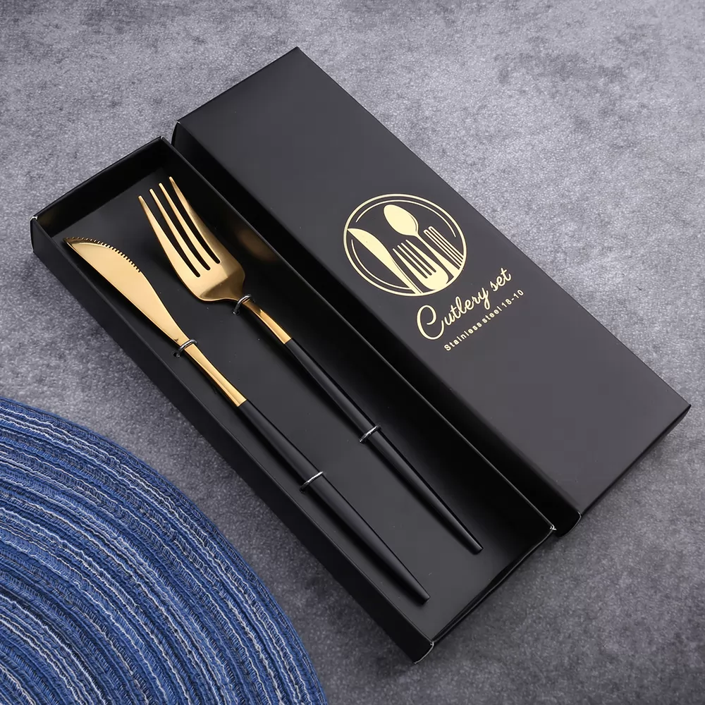 Black gold knife and fork