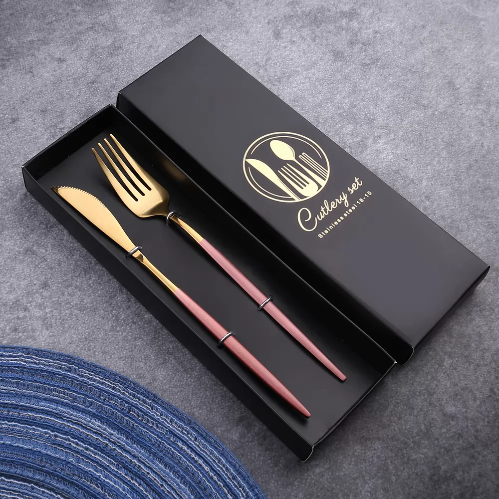 Powder gold knife and fork