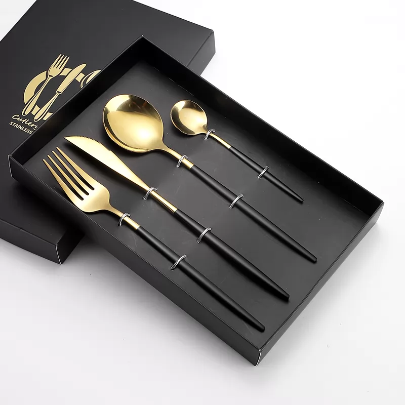 Black gold knife and fork spoon