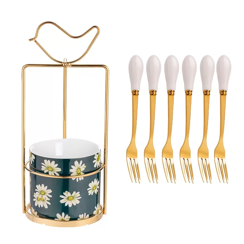 Golden wrought iron 6 fruit forks