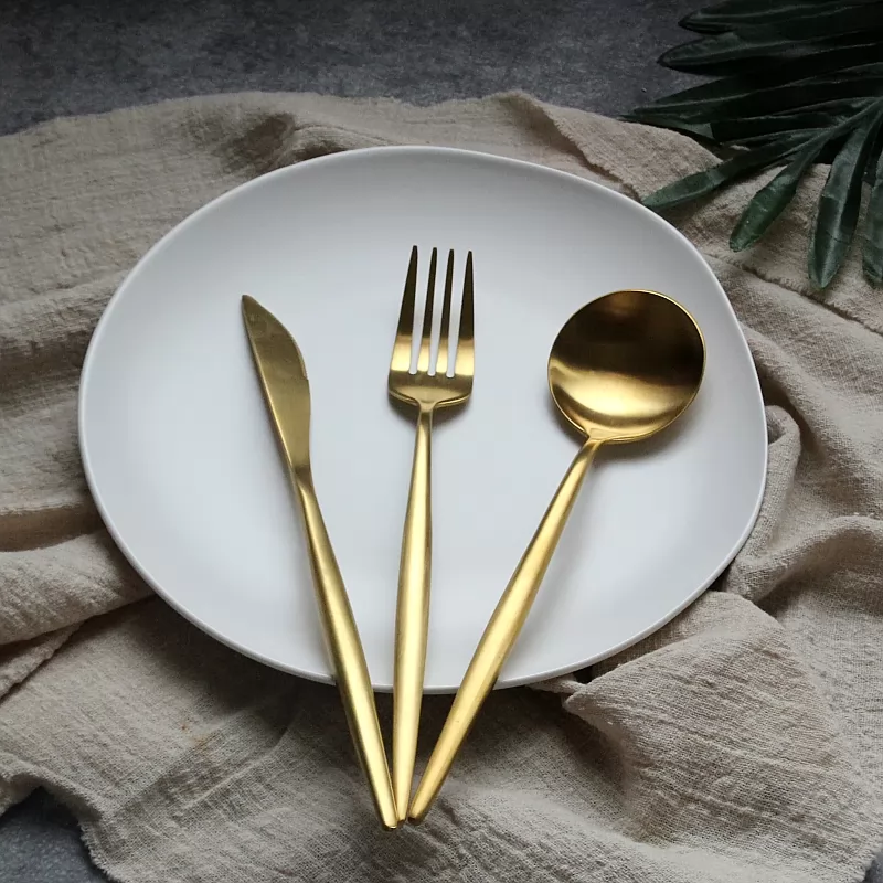 Sanded black steak cutlery set of three local gold western food creative main fork 304 stainless steel