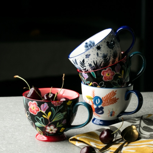 Oat Cup European breakfast cup ceramic hand painted coffee cup cereal Cup Mug large capacity