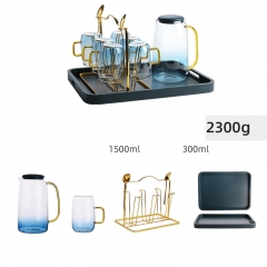 A pot of 6 cups + Cup Holder + spoon + large tray