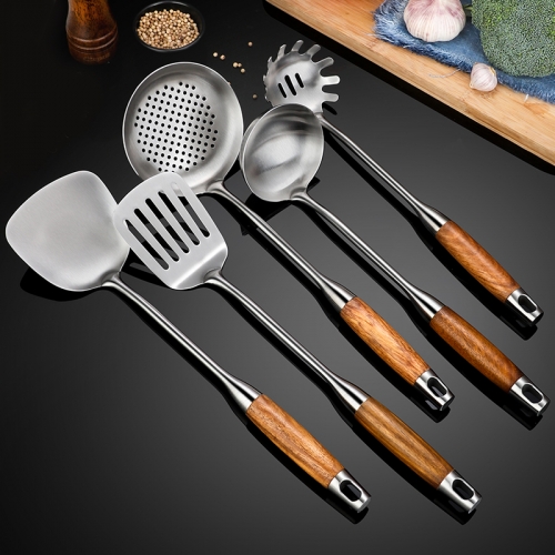 Stainless steel large spoon long handle anti scalding spoon household kitchen soup porridge fried vegetable spoon