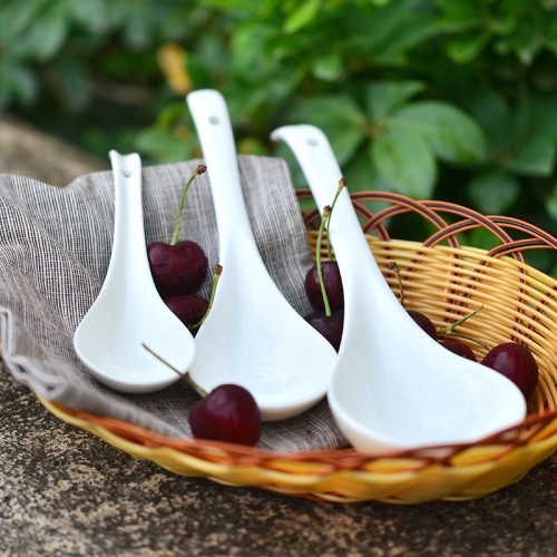 Spoon ceramic household spoon soup porcelain spoon wooden spoon large long handle porridge spoon porridge spoon