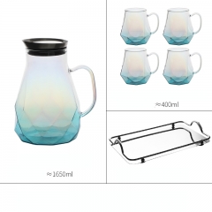 6 sets of gradient blue glass water appliances