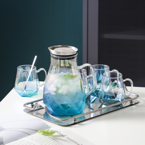 Cold water pot light luxury cool water pot creative water pot water cup set household glass water pot large capacity