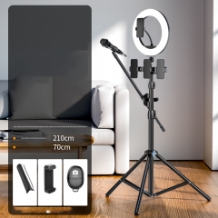 Four-position storage bag Self-timer 10-inch lamp microphone stand 2.1m