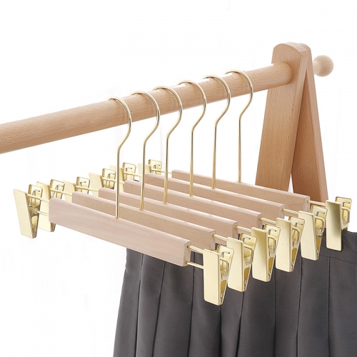 Wooden non slip children's clothes hanging solid wood pants rack