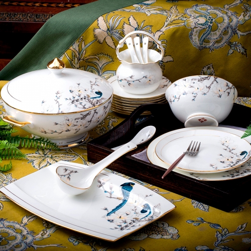 High-grade Chinese housewarming bone China tableware set Bowl Jingdezhen palace ceramic dishes