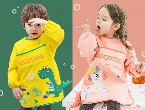 Darling eating smock children&#039;s aprons painting bibs waterproof painting outside wearing long sleeves kindergarten autumn and winter