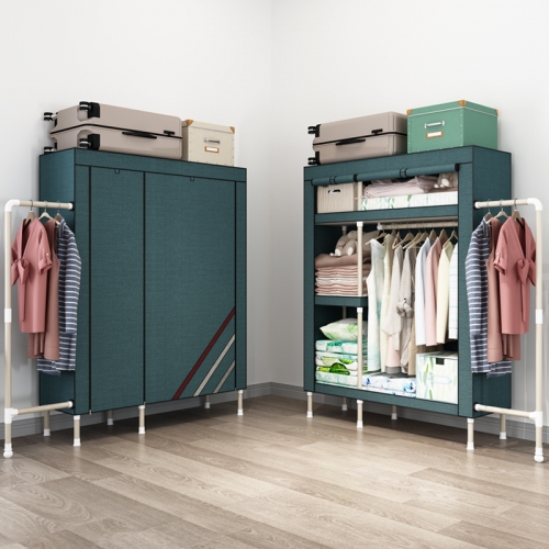 Simple wardrobe modern simple steel tube thickened reinforced thickened cloth wardrobe