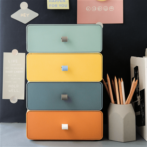 Drawer type desktop cosmetics small storage box desk rack ins student dormitory household finishing artifact