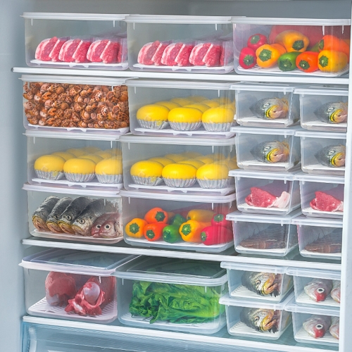 Refrigerator storage box fish frozen drain fresh keeping box plastic rectangular cold box with cover