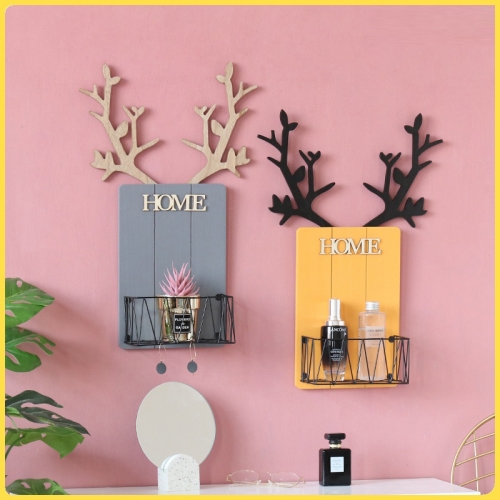 Deer head shelf creative wall bedroom