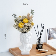 David Vase + yellow wax Chrysanthemum