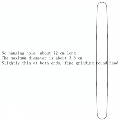 72 cm without holes and thin at both ends