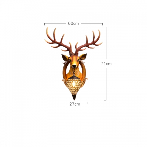 Wiring free charging Zhaocai deer head wall lamp