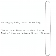 (32 cm) without holes and thin at both ends