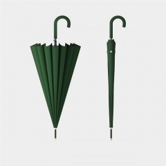 Curved handle 16 bone umbrella dark green