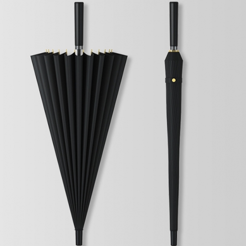 Men's 24-bone umbrella with long handle is reinforced and thickened. Large double long handle is oversized black