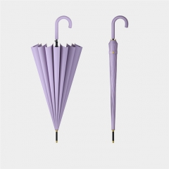 Curved handle 16 bone umbrella light purple