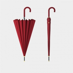 Curved handle 16 bone umbrella Burgundy