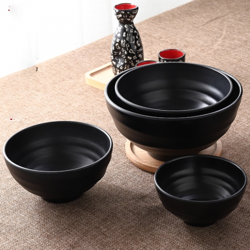 Japanese beef ramen bowl commercial black bowl soup bowl noodles bowl plastic bowl imitation porcelain tableware bowl chopsticks mala hot bowl