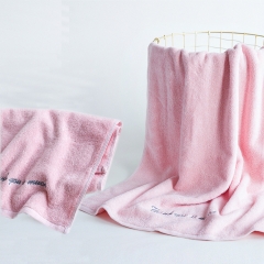 Pink towel + bath towel