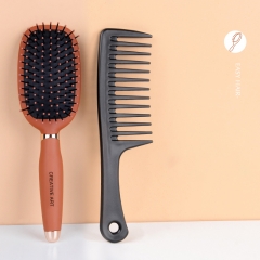 Brown air cushion comb + big tooth comb