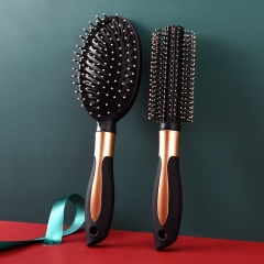 Roller comb + oval air cushion comb black