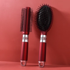 Roller comb + oval air cushion comb red