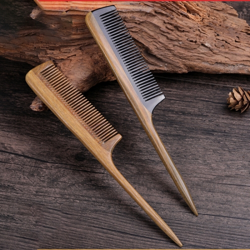 Pointed tail comb sandalwood comb children's pointed pick comb distribution line girl's long hair fine teeth dense comb