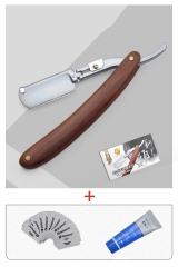 Wear free blade changing Yuhua wood handle Razor + 10 blades + shaving cream