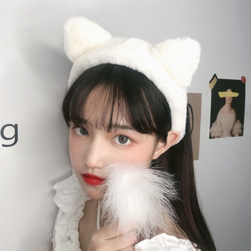 Korea plush cat ears funny face hairband cute headgear wide-brimmed makeup headband hairpin