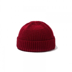 Double hook knitted hat - wine red