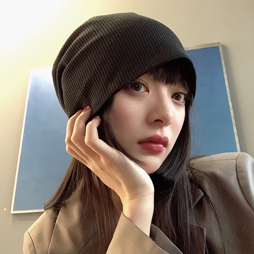 Net red fried Street hat female autumn and winter Korean fashion versatile woolen Pullover hat Baotou