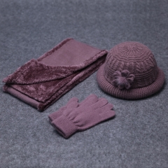 Taro color [HAT + scarf + gloves]