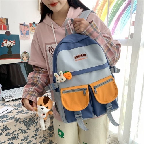 Japanese soft girl schoolbag Korean Junior High School Student Backpack large capacity color contrast girl Backpack