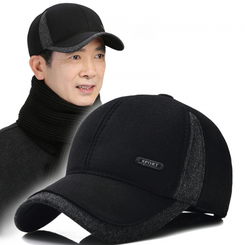 Men's hat middle-aged and old people's baseball hat warm old man's cap father's tweed cap in autumn and winter