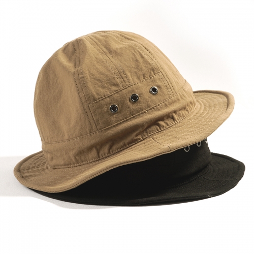 Dome fisherman's hat wash solid color versatile retro sunshade hat summer tooling Korean basin hat