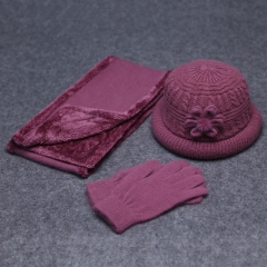 Pink purple (HAT + scarf + gloves)