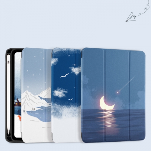 IPad 10.2 inch protective cover pro11 with pen slot air4 flat 10.9 anti falling mini5 three fold air3 sets 2019 silicone 10.5 iPad 8