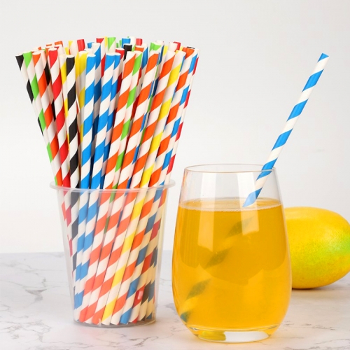 50 colored disposable degradable paper straws for dessert table decoration props creative party paper straws