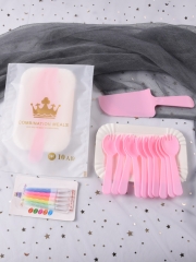 Pink 10 plate fork knife candle crown BAG 100 sets