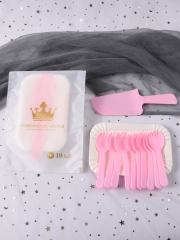 Pink 10 plate fork knife crown BAG 100 sets