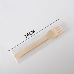 14cm wooden fork individually packed in 5 packages