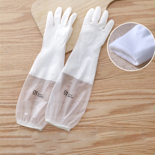 Durable Plush thickened plastic dishwashing gloves women's waterproof rubber brush Bowl Kitchen Laundry rubber housework